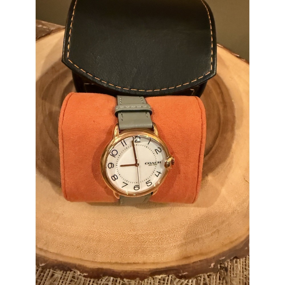 Coach Arden Women's White Dial Gray Leather Strap Watch 14503611